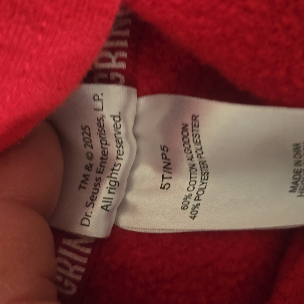 Grinch 5T Red Kids Hoodie and Pants Set - Picture 4 of 4